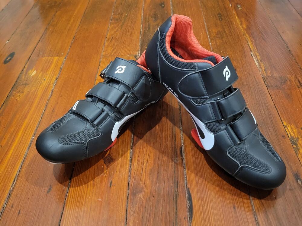 Peloton Cycling Shoes Size 42 US Mens 9 Womens 11 Black Red Cleats PL-SH-B-42